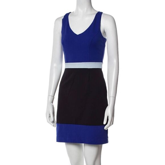 Cynthia Rowley, Black & Blue Bodycon Colorblock Mini Dress, Women’s Small - Picture 1 of 10
